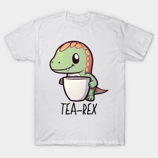 Cute Funny "Tea-Rex" Dinosaur Drawing T-Shirt